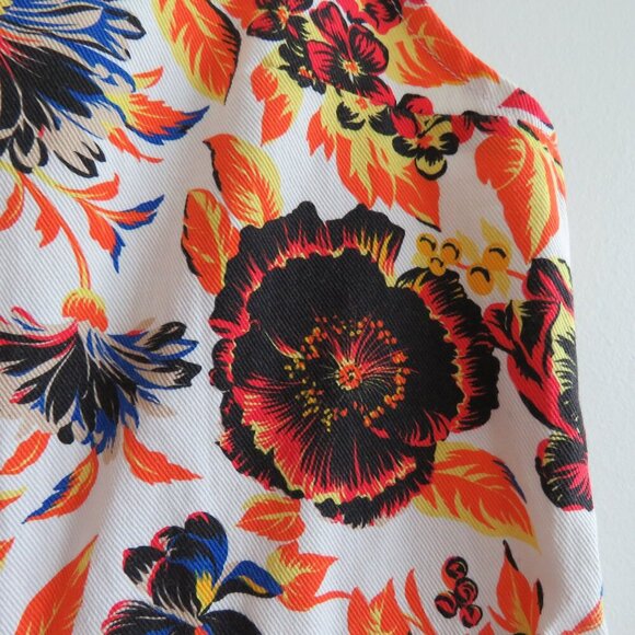 MSGM MILANO Bright Floral Denim Shift Mini Dress Maximalist Abstract Summer - Picture 8 of 16